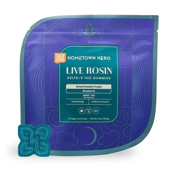Delta 9- Live Rosin Indica Gummies (Grand Daddy Purple)