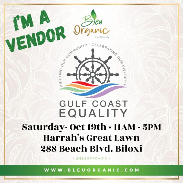 This weekend is full of FUN along The Gulf Coast! 

Visit Bleu Organic booth at Gulf Coast Equality Fest this Saturday on The Harrah's Great Lawn!
