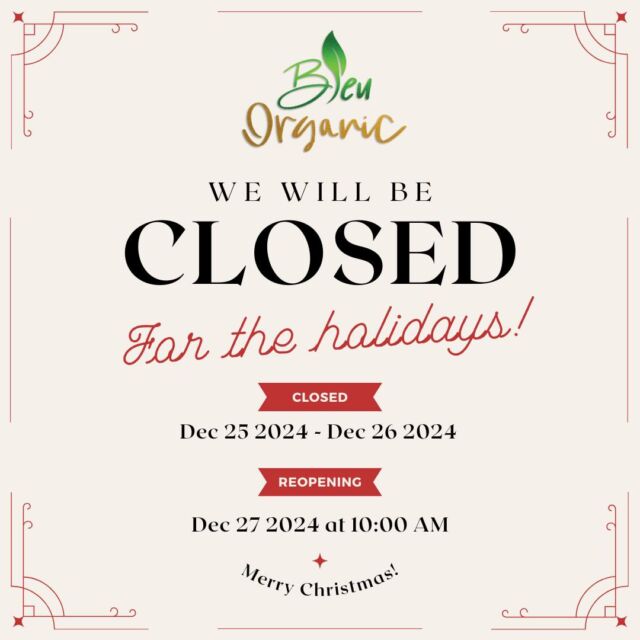 We will be closed 12/25 - 12/26 to cherish the holiday season with our loved ones. We hope you, too, take this time to create special memories with those who mean the most to you. Wishing you a joyful and love-filled holiday season! #merrychristmas #happyholidays